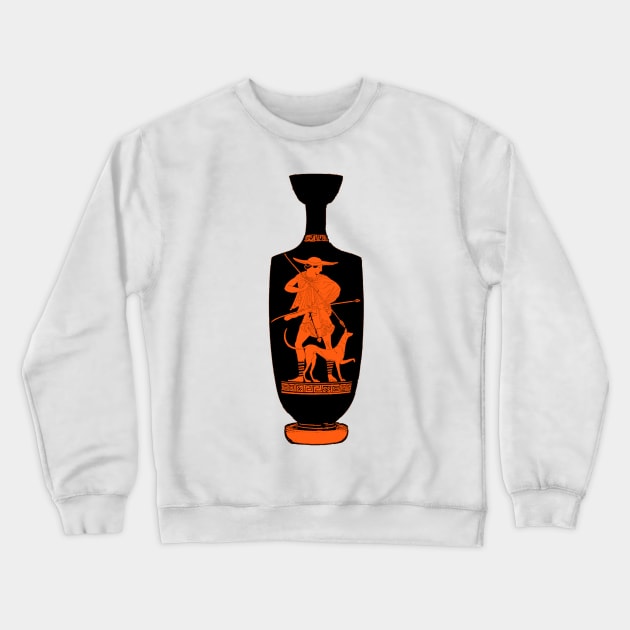 Greek Vase Hunter Kephalos and his Dog Crewneck Sweatshirt by WillowNox7